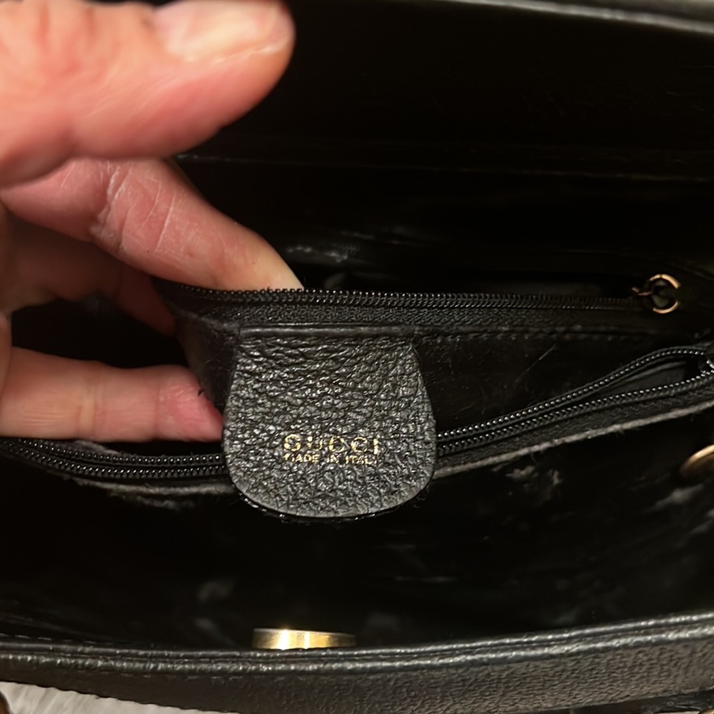 SOLD-SOLD.  Vintage Pre loved Gucci Suede with leather  ( bamboo) - Picture 9 of 17